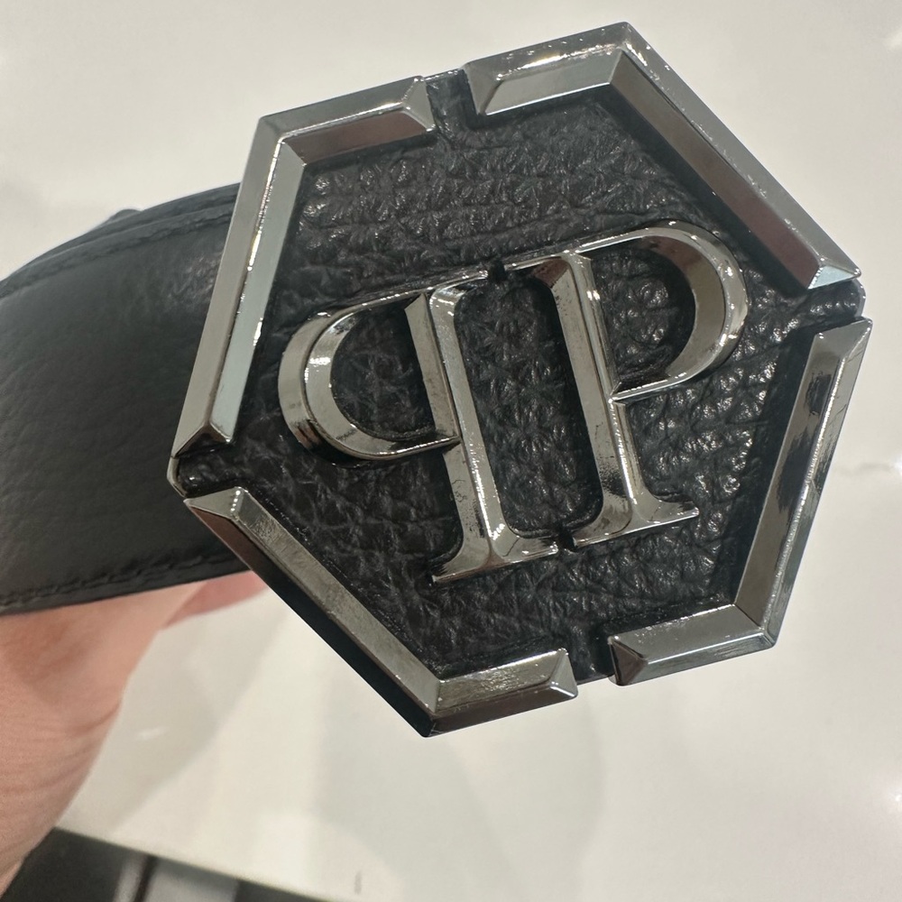 Philipp Plein Black Leather Belt